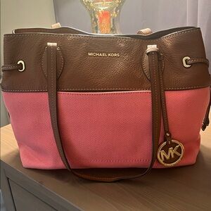Michael Kors coral and brown Women's Bag